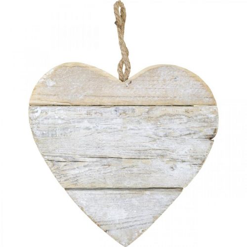 Product Heart made of wood, decorative heart for hanging, heart decoration white 24cm