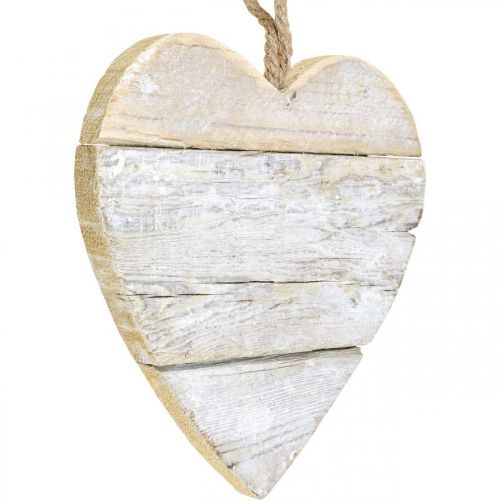 Product Heart made of wood, decorative heart for hanging, heart decoration white 24cm