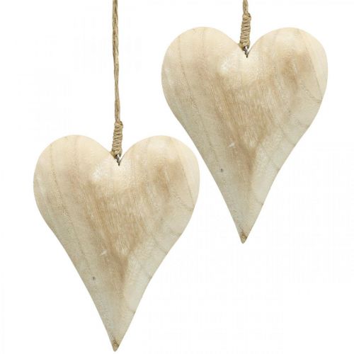 Floristik24 Heart made of wood, decorative heart for hanging, heart decoration H16cm 2 pcs