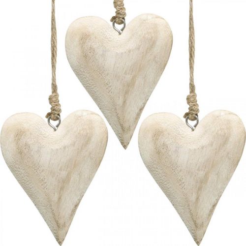 Floristik24 Heart made of wood, decorative heart for hanging, heart decoration H13cm 4 pcs