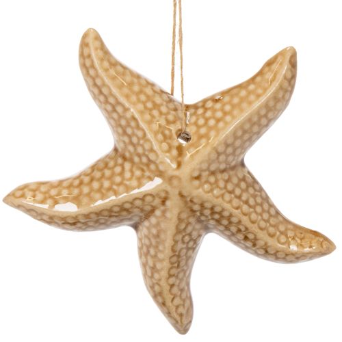Product Ceramic starfish decoration for hanging, for a maritime flair, summer decoration for the home, 12cm, 2 pieces
