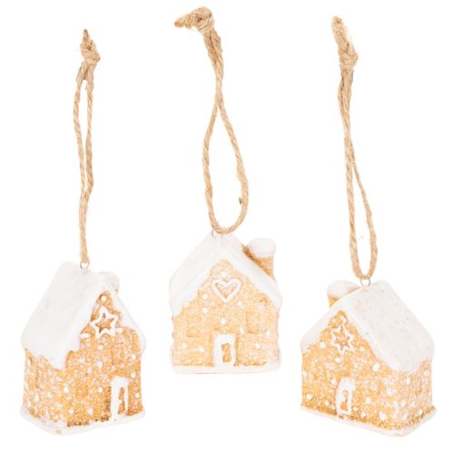 Gingerbread House Ceramic Hanging Decoration Winter Christmas Decoration 6cm 3pcs buy online | Floristik24.co.uk