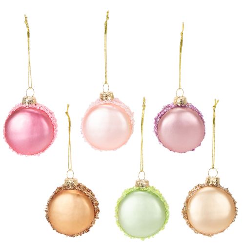 Christmas Tree Decorations Macaron Glass Ornaments 6cm Pastel Set of 6 buy online | Floristik24.co.uk