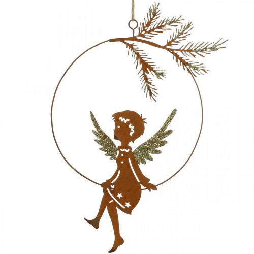 Product Angel decoration ring metal rust Christmas decoration 23.5x16.5cm 3pcs