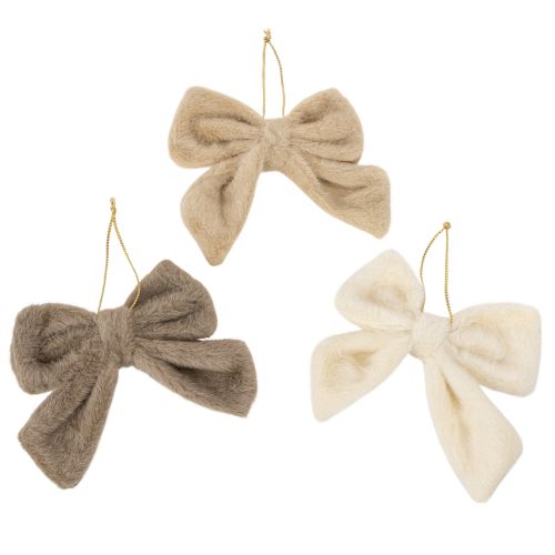 Plush Hanging Bows with Loop, 14 x 16 cm, Set of 3, Beige and Brown buy online | Floristik24.co.uk