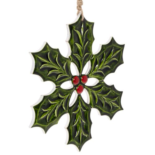 Holly Hanging Decoration 26cm Wooden Ornament with Red Berries buy online | Floristik24.co.uk