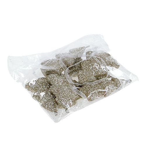 Floristik24 Hanging Decoration Christmas Tree with glitter Champagne 6,5cm 6pcs