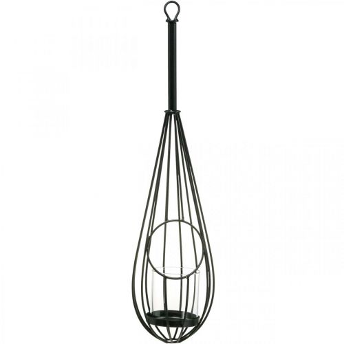 Lantern to hang up hanging decoration drops black 52cm