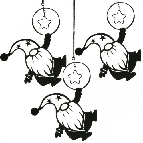 Floristik24 Wall Decoration Metal Black Gnome Star 15×17cm 3 pcs
