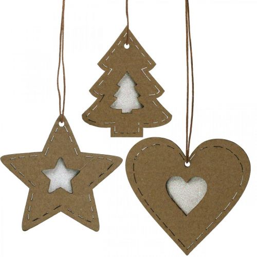 Product Christmas tree decoration star fir heart paper 7cm 36p
