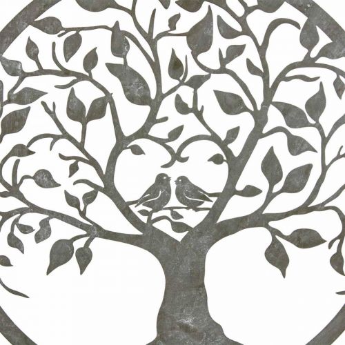 Window decoration spring, hanging decoration metal tree gray Ø25cm 2pcs