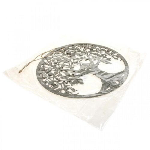 Floristik24 Window decoration spring, hanging decoration metal tree gray Ø25cm 2pcs