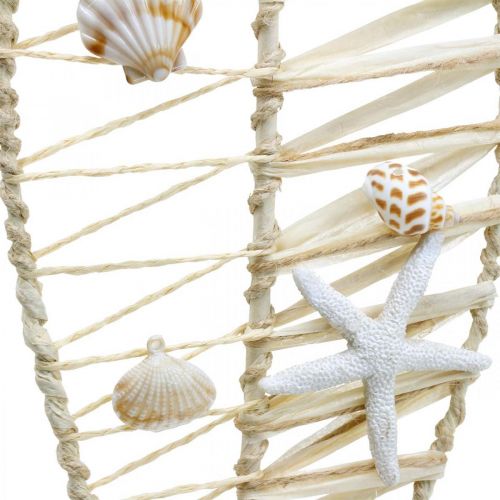 Floristik24 Maritime fish decoration with wickerwork and shells, decoration hanger fish shape nature 38cm