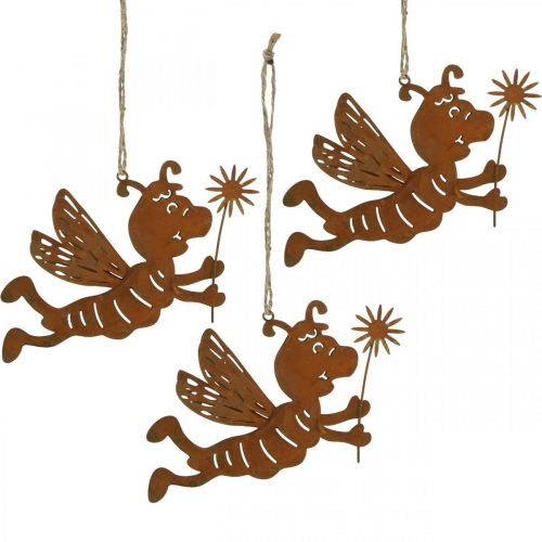 Floristik24 Bee to hang up rust deco metal summer decoration 12cm 6pcs