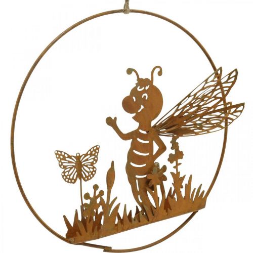 Product Bee made of metal rust garden decoration for hanging Ø14cm 4pcs