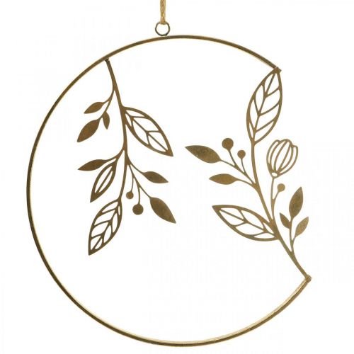 Floristik24 Wall decoration metal decoration for hanging branches gold Ø38cm