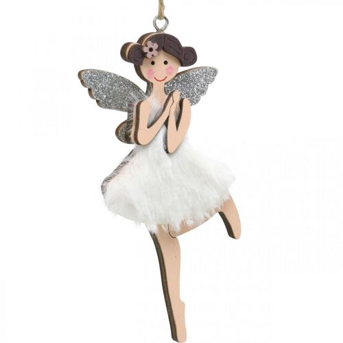 Floristik24 Fairies to hang, spring decoration, elf decoration, wooden pendant pink, turquoise, white H10-11.5cm 9pcs