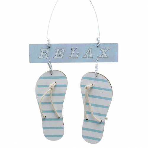 Floristik24 Flip flops for hanging Wood Light blue 23 × 14cm 6pcs