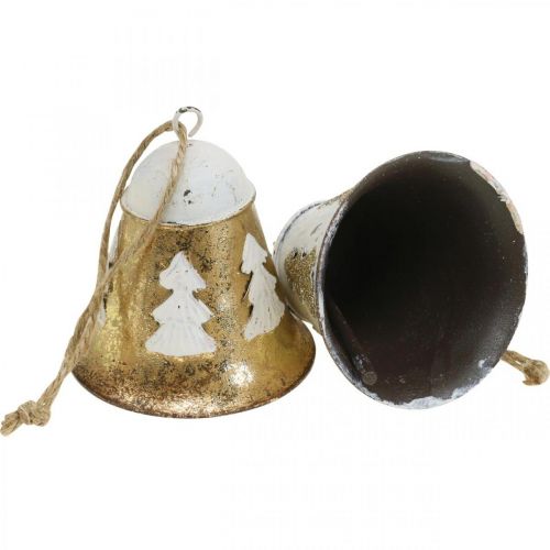Product Christmas Bells Vintage Christmas Decoration Golden White 2 Pcs