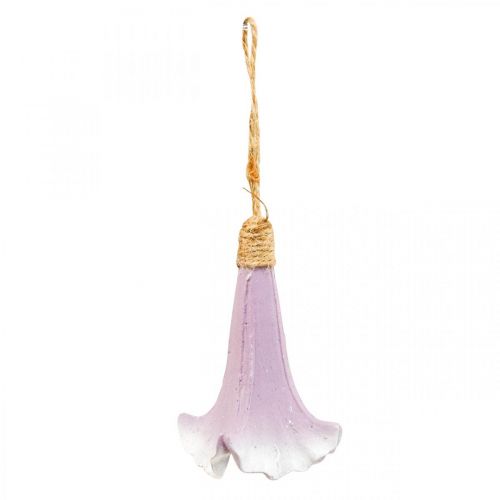 Decorative hanger Bellflower Purple White Ø3.5cm H8cm 6pcs