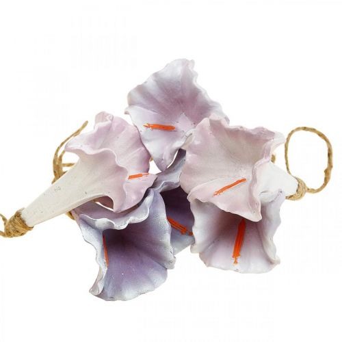 Decorative hanger Bellflower Purple White Ø3.5cm H8cm 6pcs