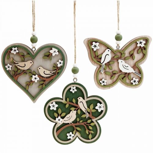 Hanging decoration wooden deco hanger birds window decoration 10cm 6pcs