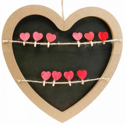 Floristik24 Wall decoration heart photo holder memo holder 10 clips 30cm