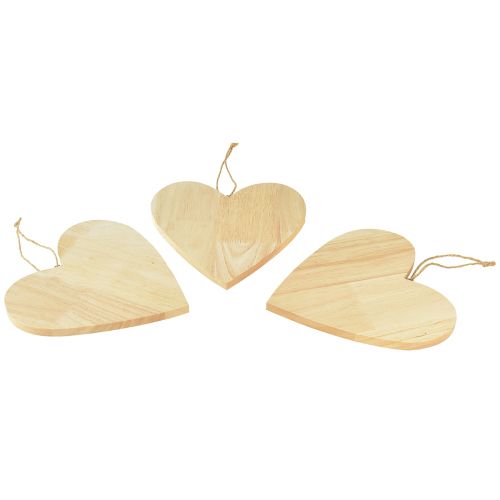 Floristik24 Wooden hearts for painting, decorative heart hanger, natural, 20 x 20 cm, 3 pieces