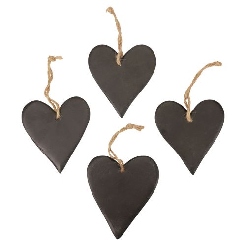Floristik24 Hanging decoration slate heart decorative hearts black 10.5cm 4pcs