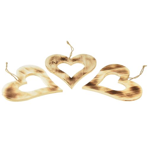 Floristik24 Decorative hearts wood for hanging heart in heart burned 20cm 3pcs