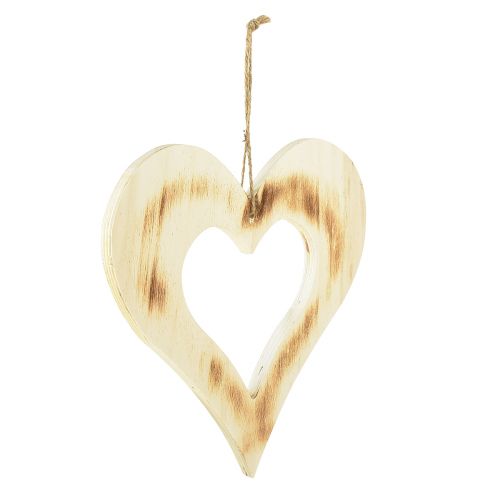 Product Decorative heart wood decoration heart in heart burnt natural 25x25cm