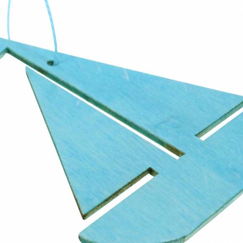 Product Maritime decoration for hanging light blue, dark blue wood sorted 8cm 12pcs