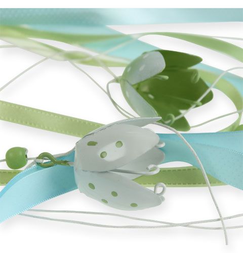 Floristik24 Decorative hanger with metal flowers and ribbons 90cm