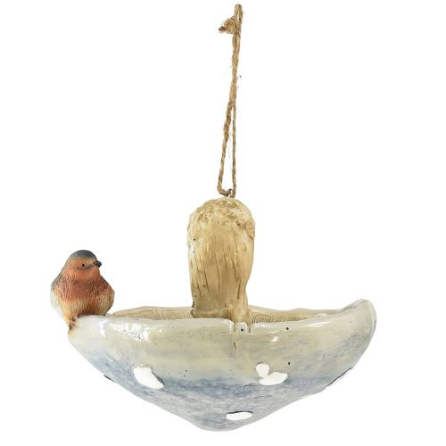 Product Decoration mushroom with bird autumn decoration for hanging Ø15cm H12cm