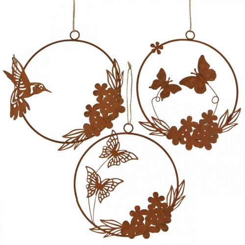 Floristik24 Window decoration spring, hanging decoration wall metal rust look 18/18.5cm 3pcs