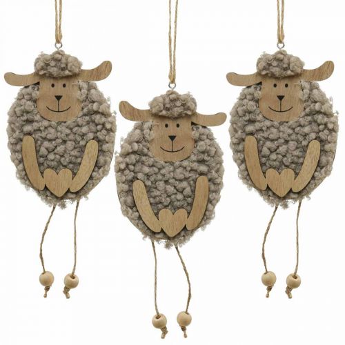 Floristik24 Easter decoration sheep hanger wood fluffy 8.5×1.5×20cm 6pcs