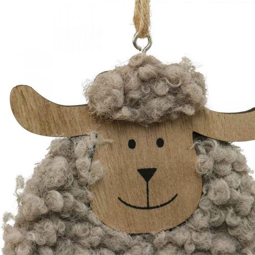 Product Easter decoration sheep hanger wood fluffy 8.5×1.5×20cm 6pcs