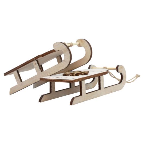 Product Christmas sleigh wood white/gold 15.5x6.5x4cm 4pcs