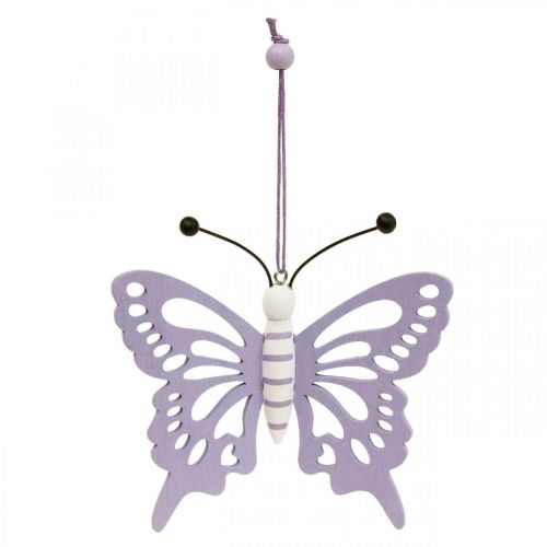 Product Decorative Hanging Butterflies Wood Purple/White 12×11cm 4 pcs