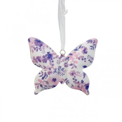 Deco butterflies metal deco hanger purple 12×10cm 3pcs