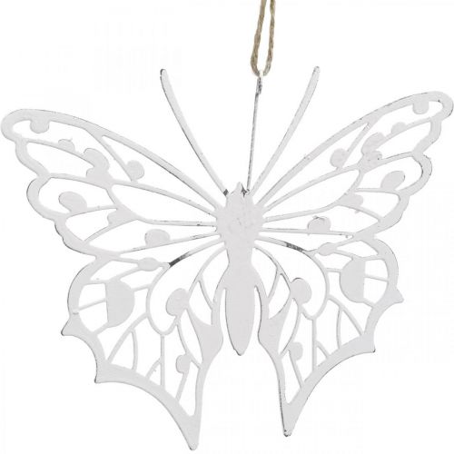 Product Butterfly Decoration Hanging Vintage Metal Decoration White 15×12cm 3 Pcs