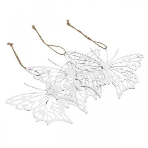 Product Butterfly Decoration Hanging Vintage Metal Decoration White 15×12cm 3 Pcs