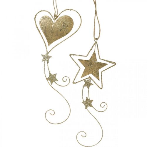 Product Christmas decoration pendant Christmas golden heart star 4pcs