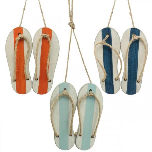 Floristik24 Deco flip flops hanging decoration maritime orange/blue H15cm 3pcs