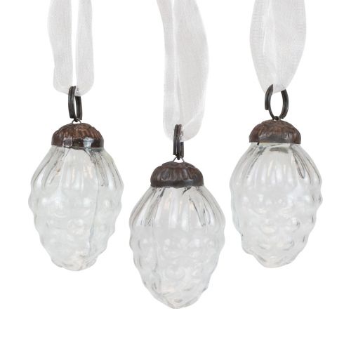 Product Christmas decorations glass hanging glass cones 3×4.5cm 12 pcs