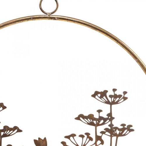 Product Wall decoration flowers metal decoration for hanging gold antique Ø38cm