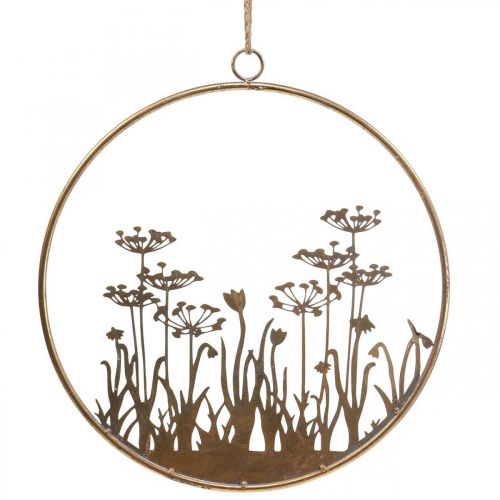 Floristik24 Wall decoration flowers metal decoration for hanging gold antique Ø38cm