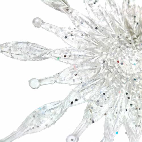 Floristik24 Snowflake to hang 11cm transparent, glitter 12pcs