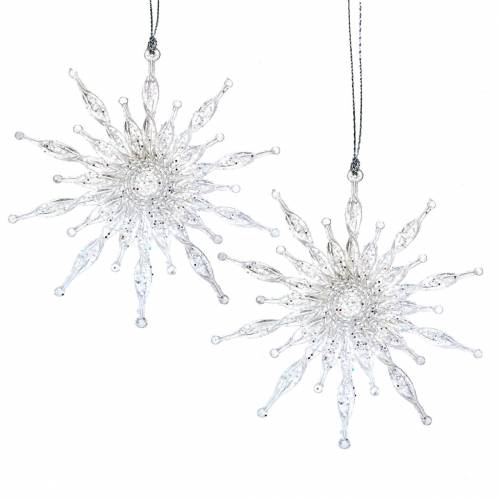 Floristik24 Snowflake to hang 11cm transparent, glitter 12pcs