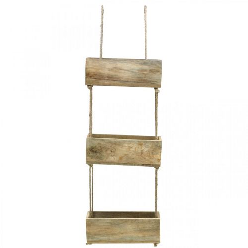 Floristik24 Plant boxes on a rope, hanging shelf for planting, wood decoration natural colors L98cm W30cm